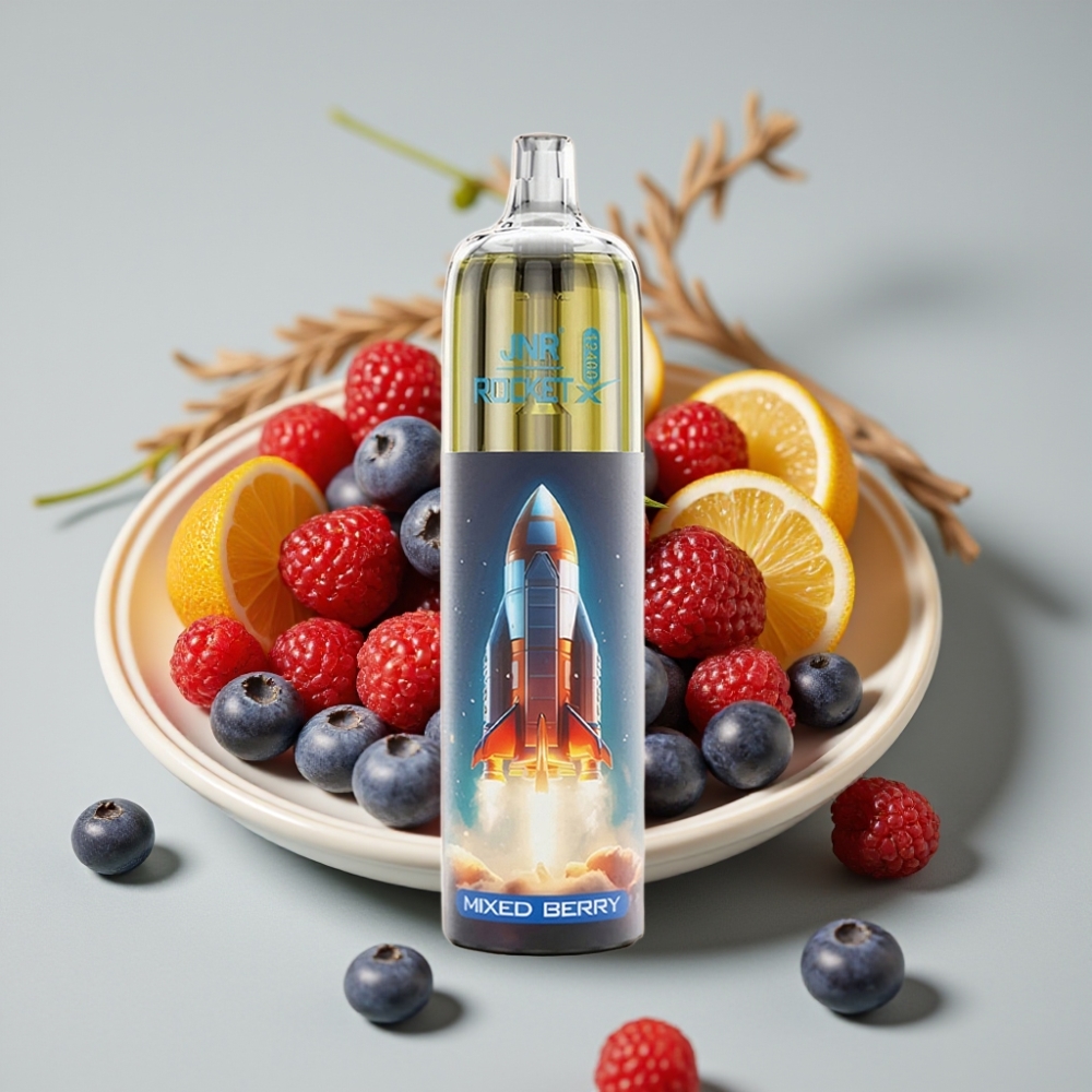JNR Rocket-X 12400 Puffs Vape Desechable con Flujo de Aire Ajustable y Luces RGB Frutos rojos mixtos