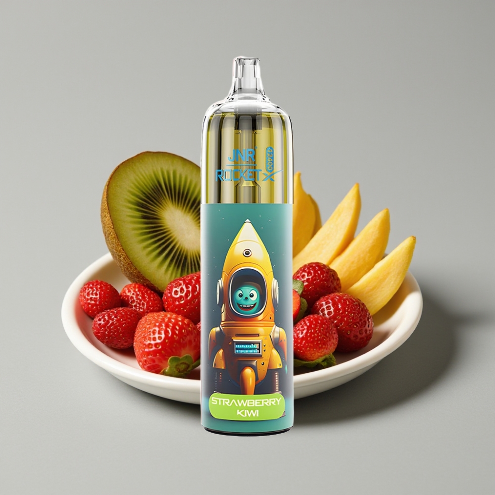 JNR Rocket-X 12400 Puffs Vape Desechable con Flujo de Aire Ajustable y Luz RGB Fresa Kiwi