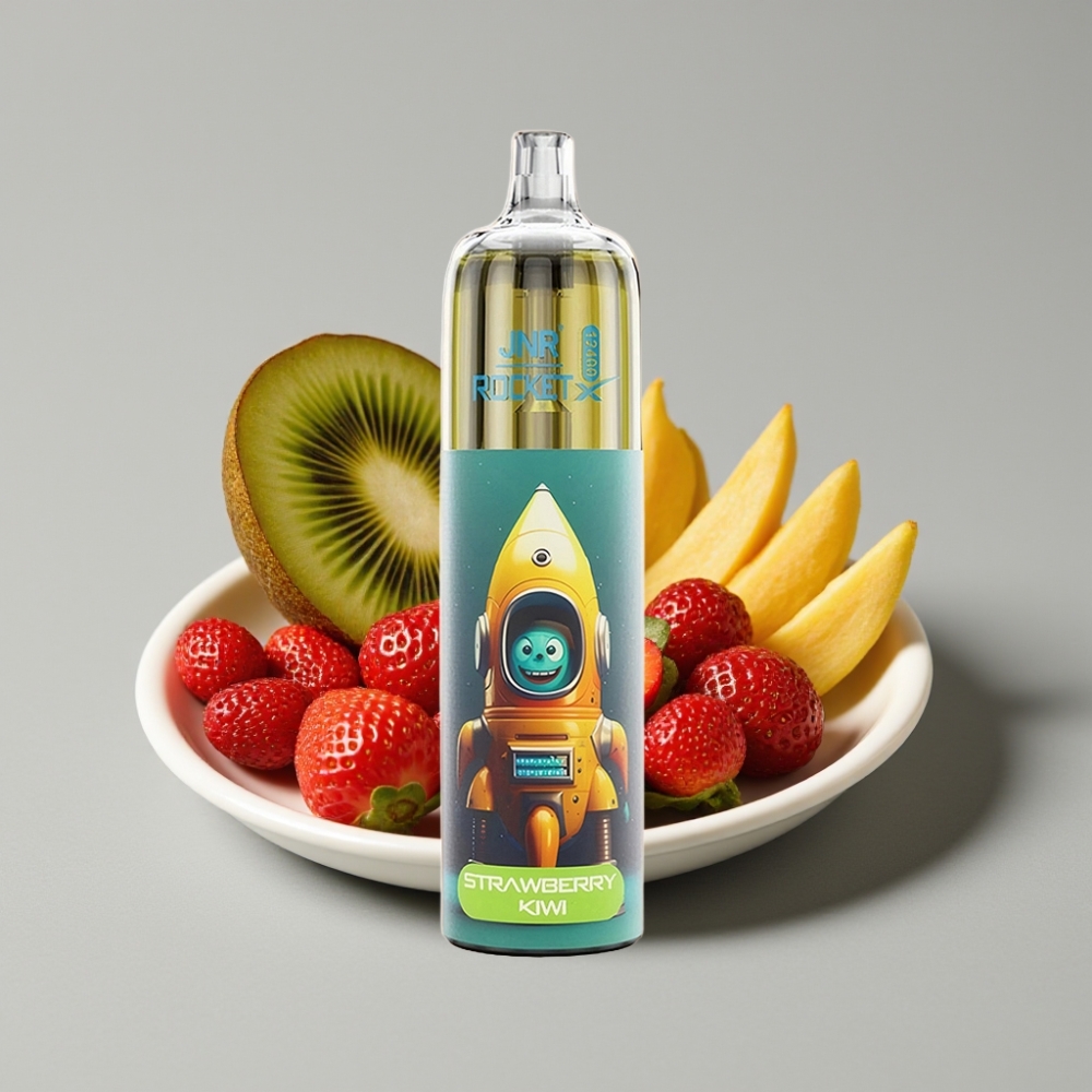 JNR Rocket-X 12400 Puffs Vape Desechable con Flujo de Aire Ajustable y Luz RGB Fresa Kiwi