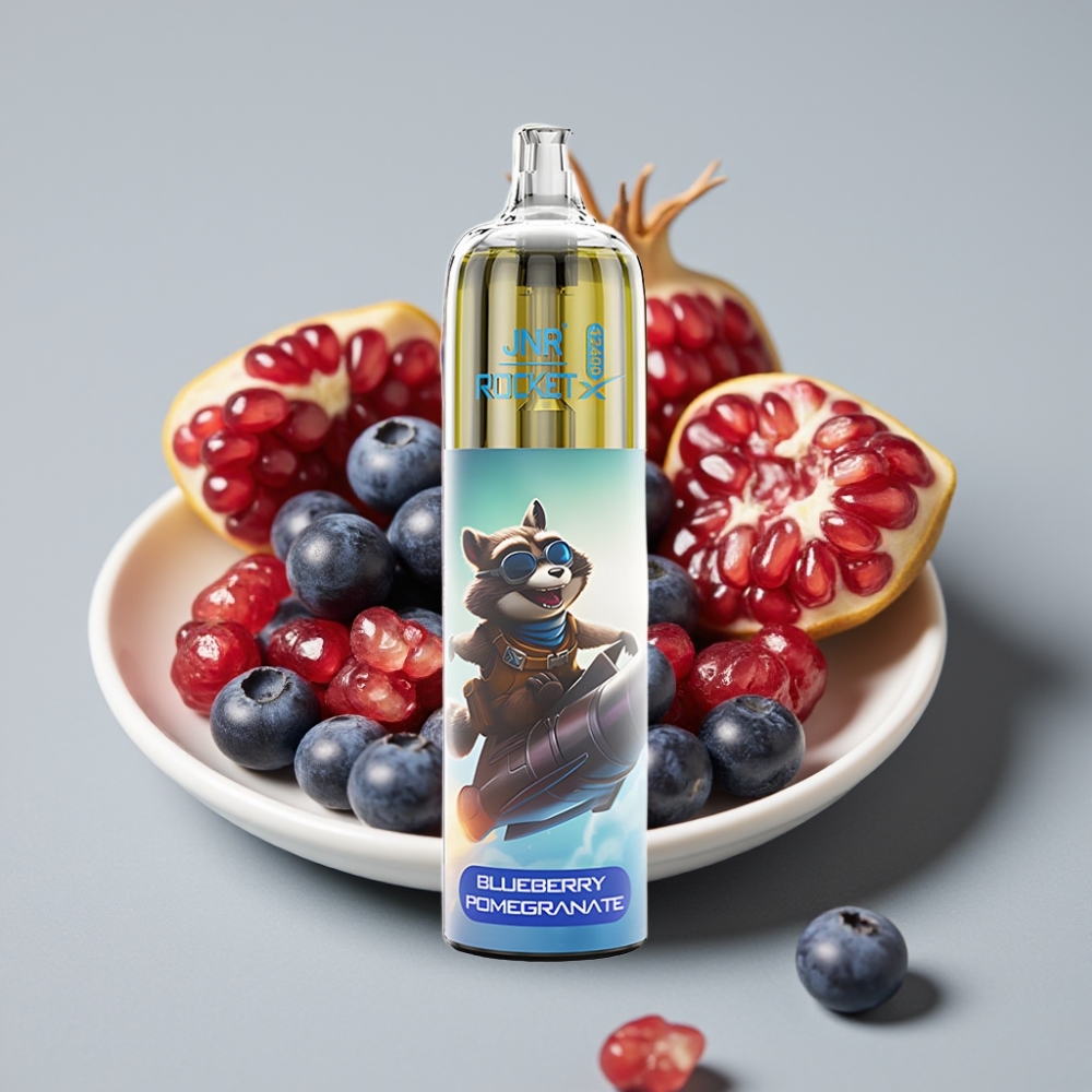 JNR Rocket-X 12400 Puffs Vape Desechable con Flujo de Aire Ajustable y Luz RGB, Sabor Arándano Granada