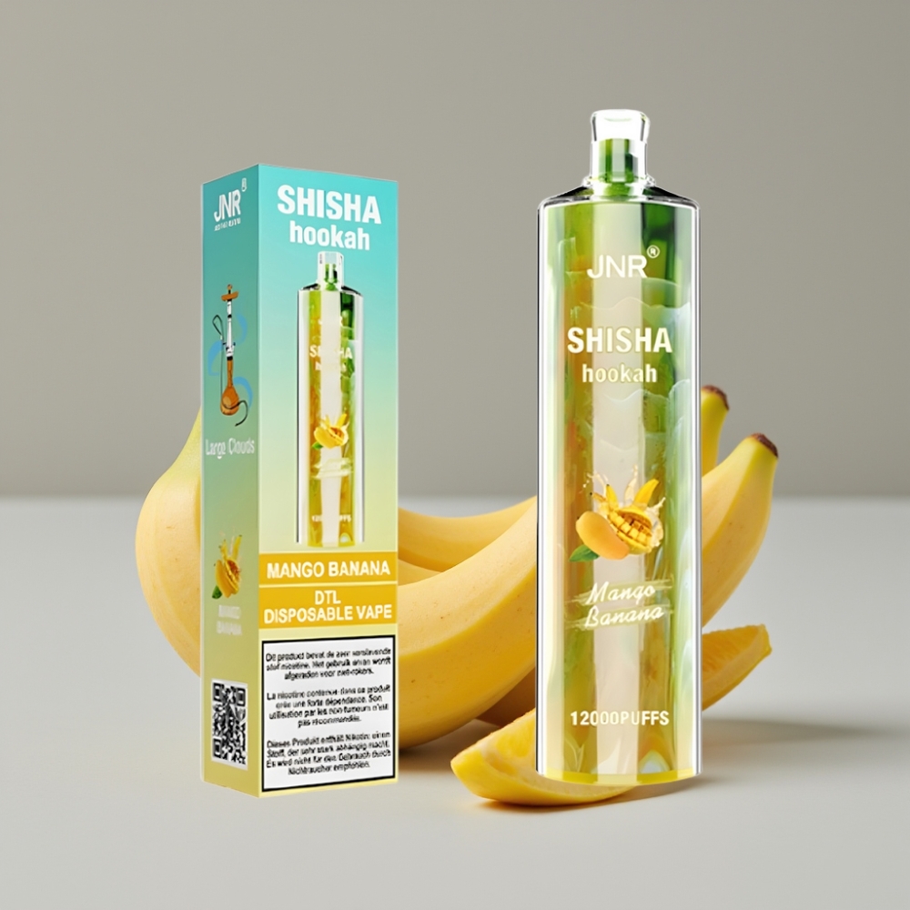 JNR Shisha Hookah 12000 Puffs Vape Desechable Mango Plátano 24ml Tipo-C