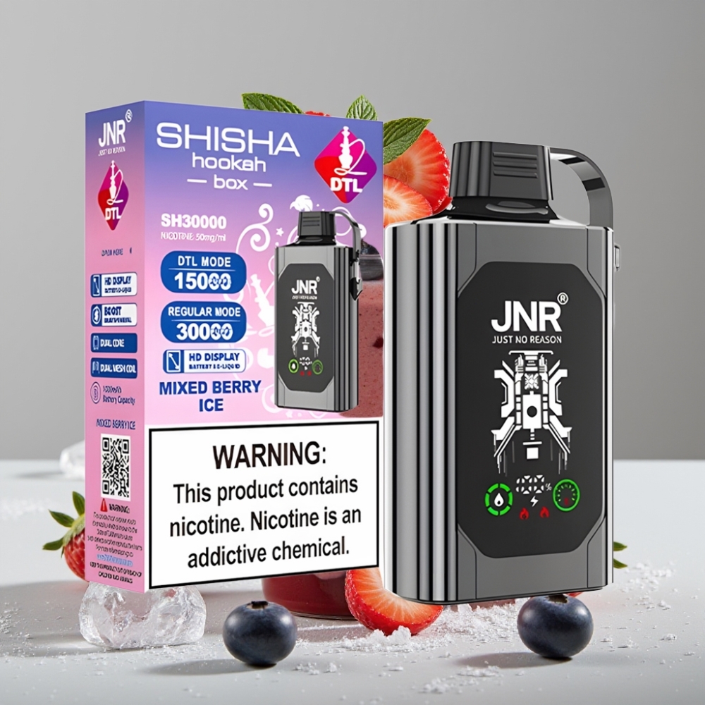 JNR Shisha Hookah Box 20500 Puffs HD Display 25ml Doble Malla Berry Ice