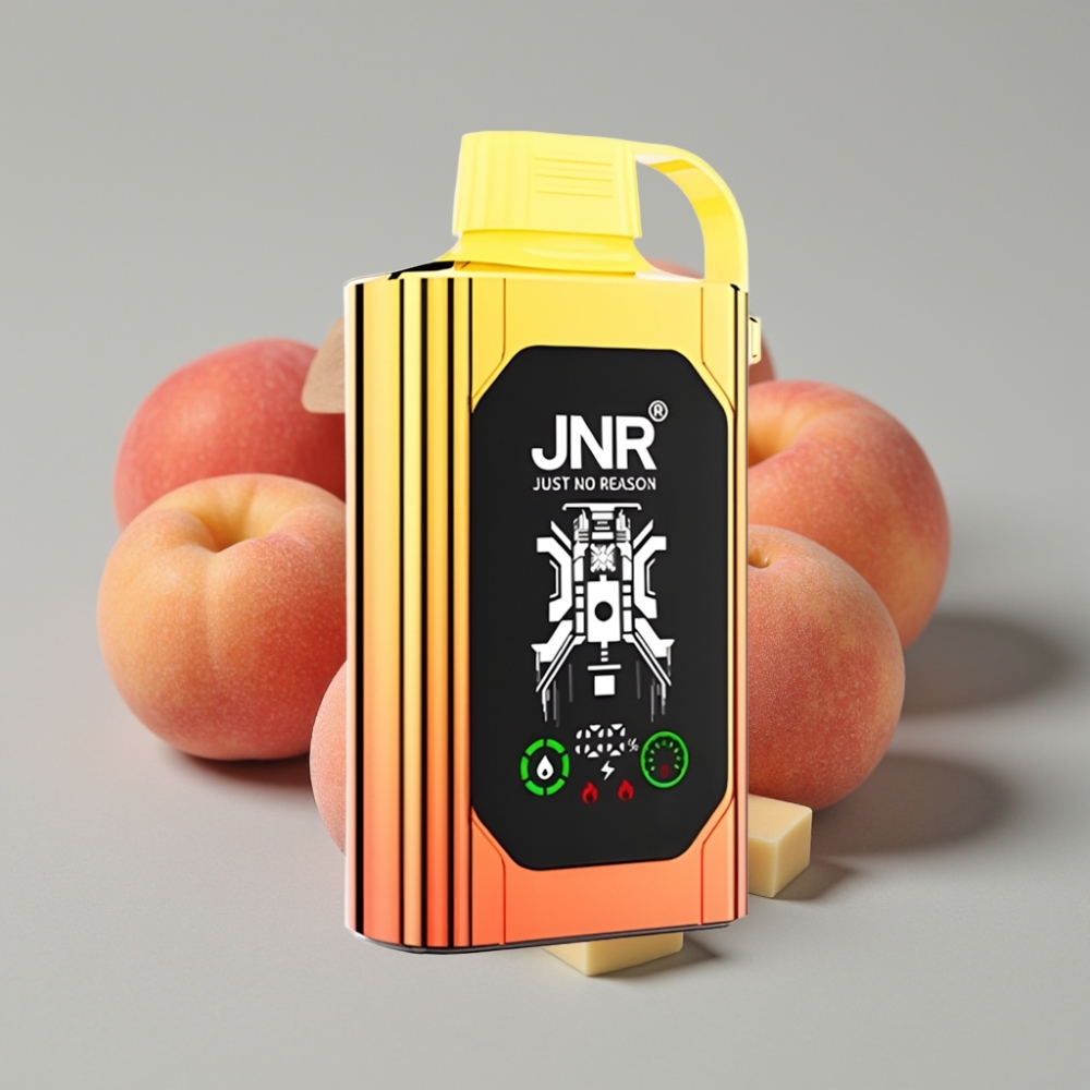 JNR Shisha Hookah Box 20500 Puffs Pantalla HD 25ml Doble Malla Carga Rápida Tipo-C Durazno Jugoso