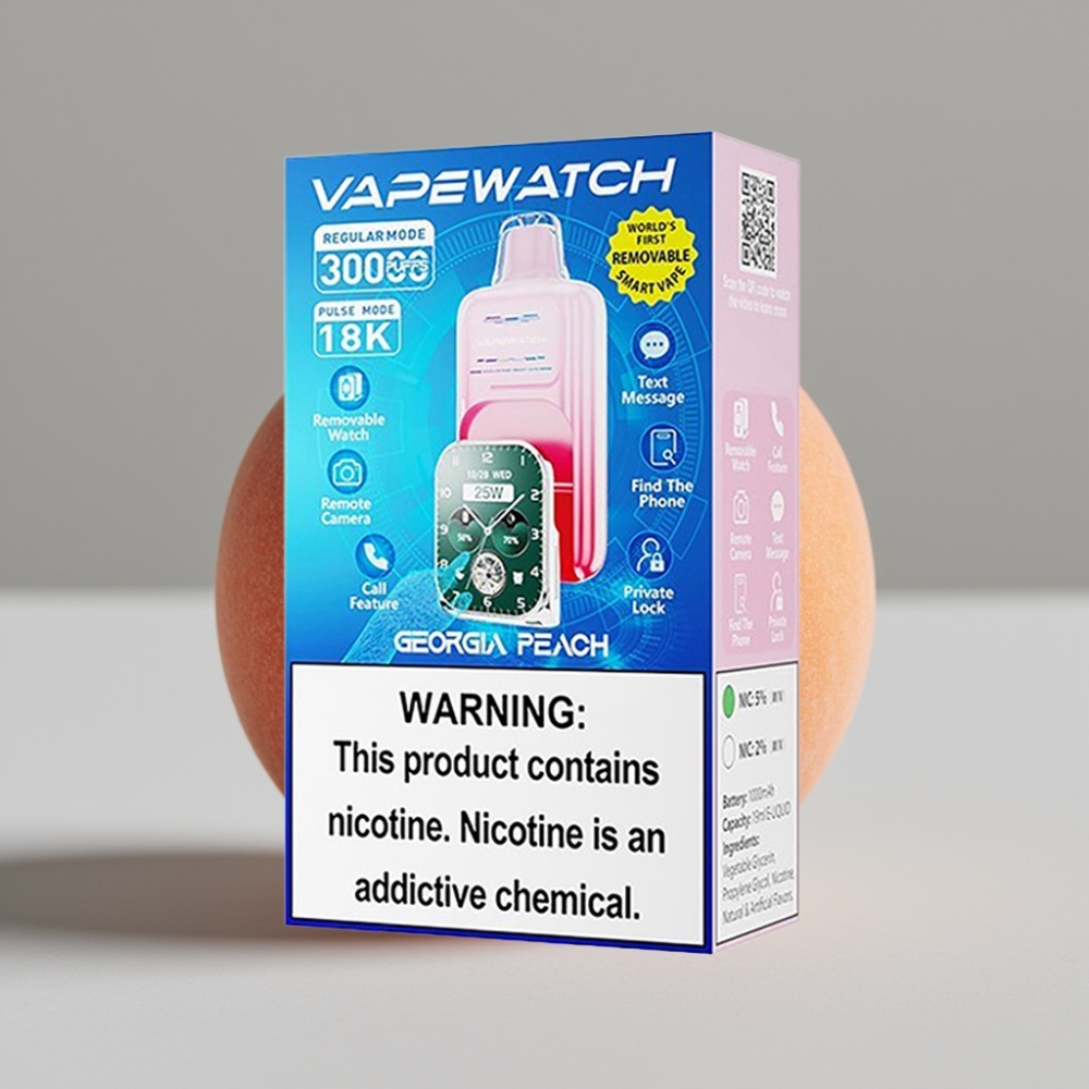 JNR VapeWatch 30000 Puffs Durazno Georgia 19mL 5% Dual Mesh Tipo-C