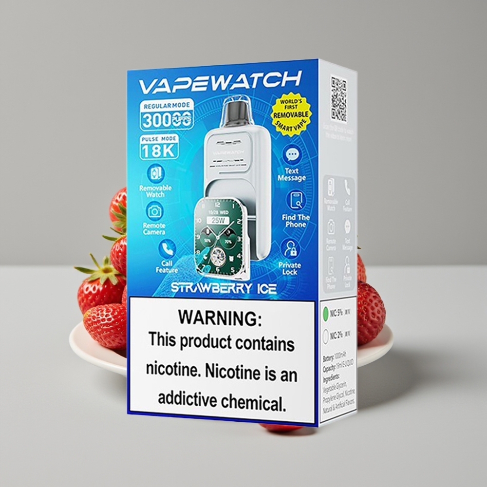 JNR VapeWatch 30000 Puffs Fresa Helada Dual Mesh Coil 19mL 5% Tipo-C