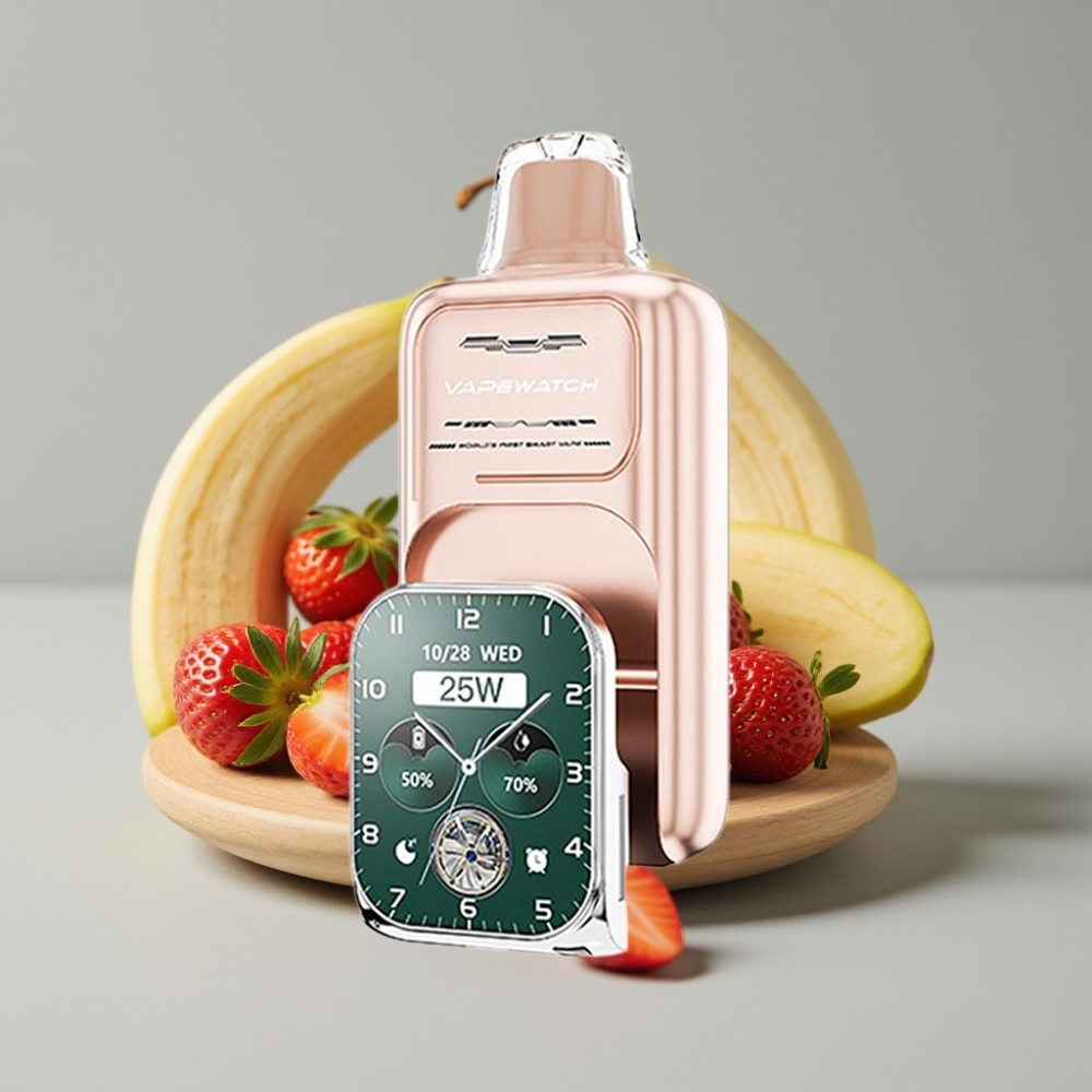 JNR VapeWatch 30000 Puffs Fresa Plátano Dual Mesh Coil 19mL Tipo-C