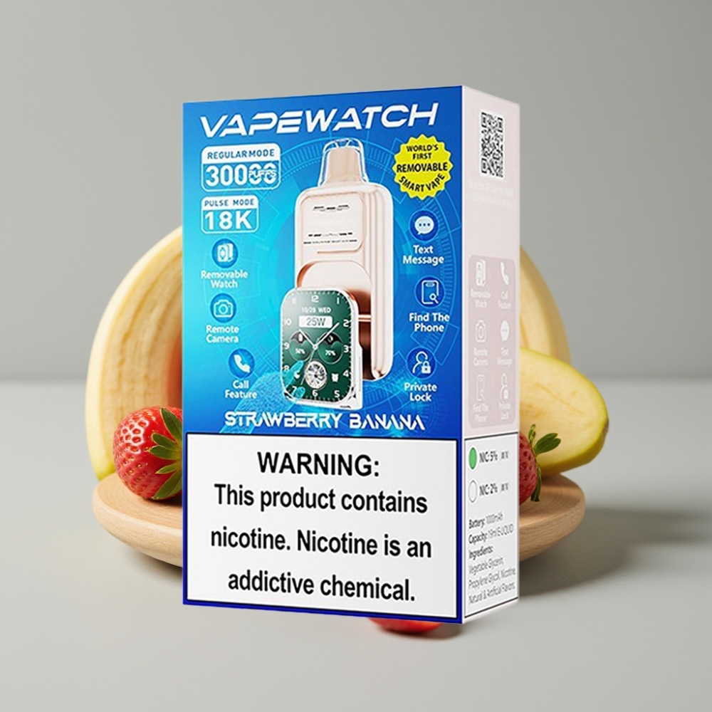 JNR VapeWatch 30000 Puffs Fresa Plátano Dual Mesh Coil 19mL Tipo-C