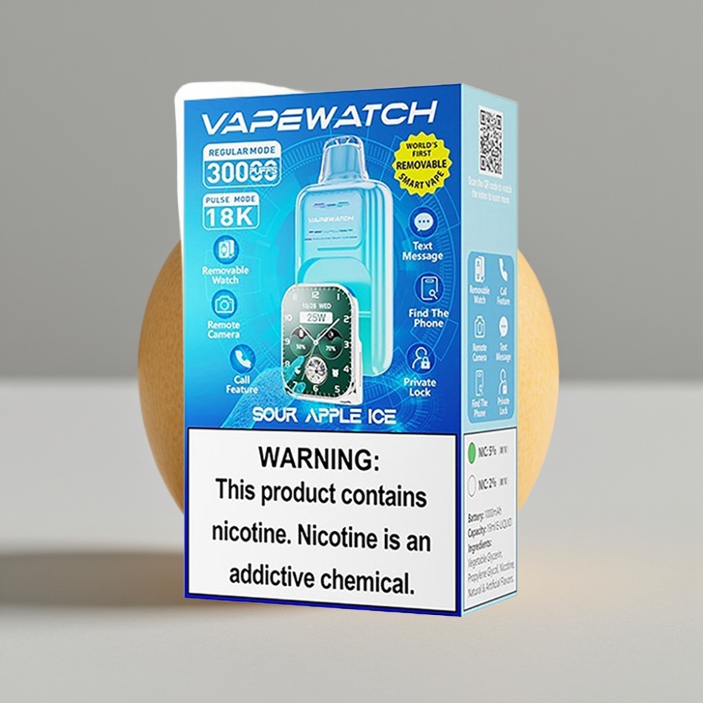 JNR VapeWatch 30000 Puffs Manzana Ácida Hielo 19mL 5% Dual Mesh Coil