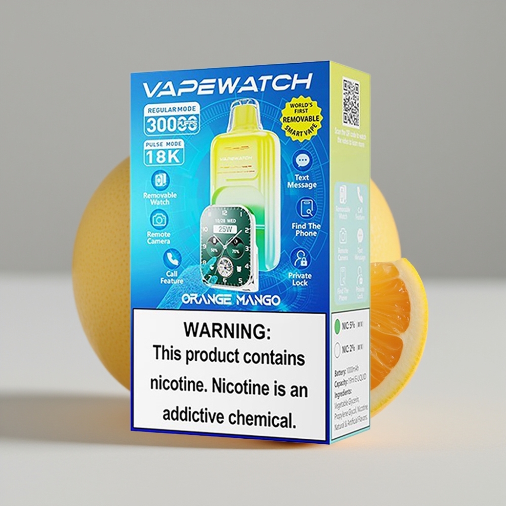 JNR VapeWatch 30000 Puffs Naranja Mango 19mL 5% Doble Malla Tipo-C