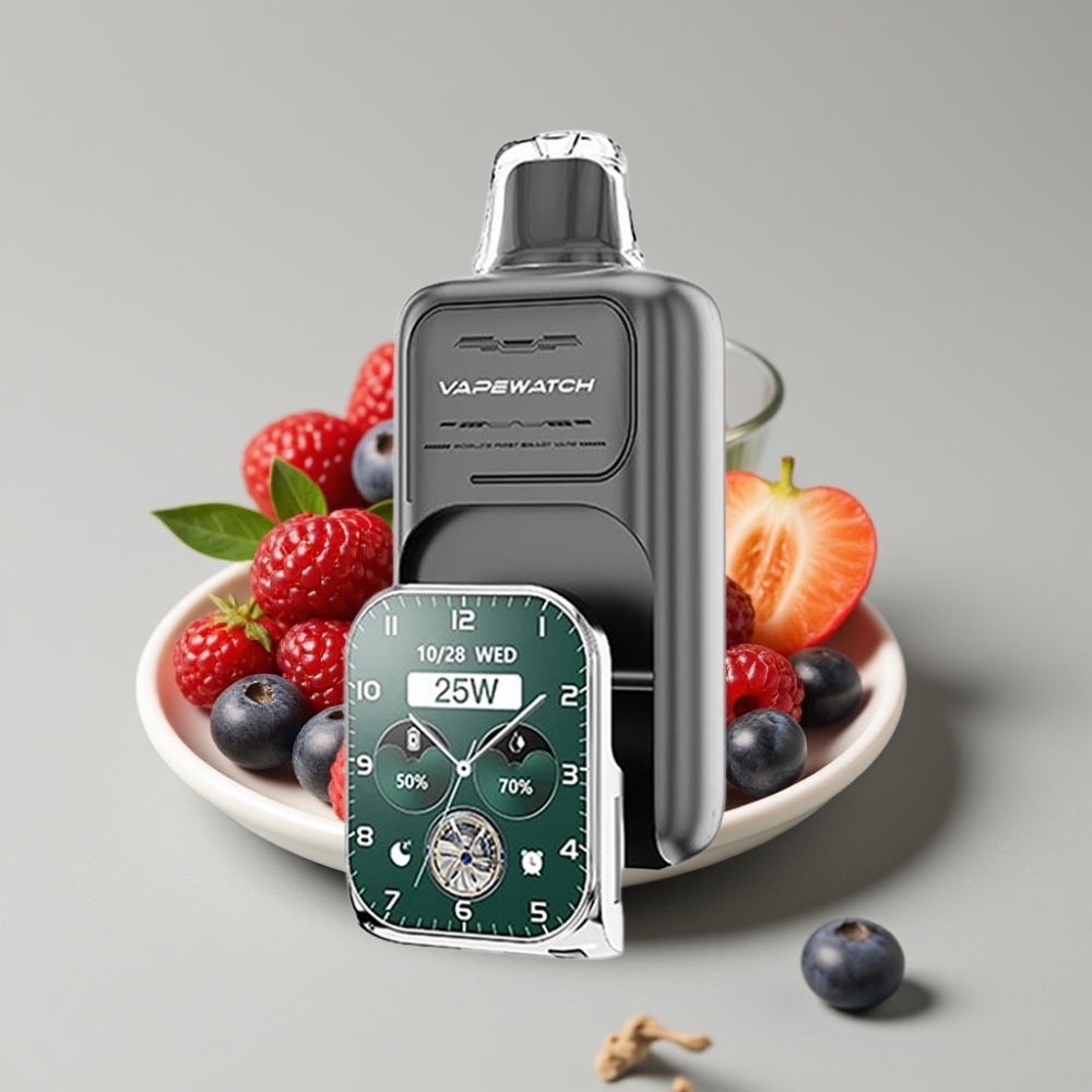JNR VapeWatch 30000 Puffs Triple Bayas Capacidad 19mL Carga Tipo-C