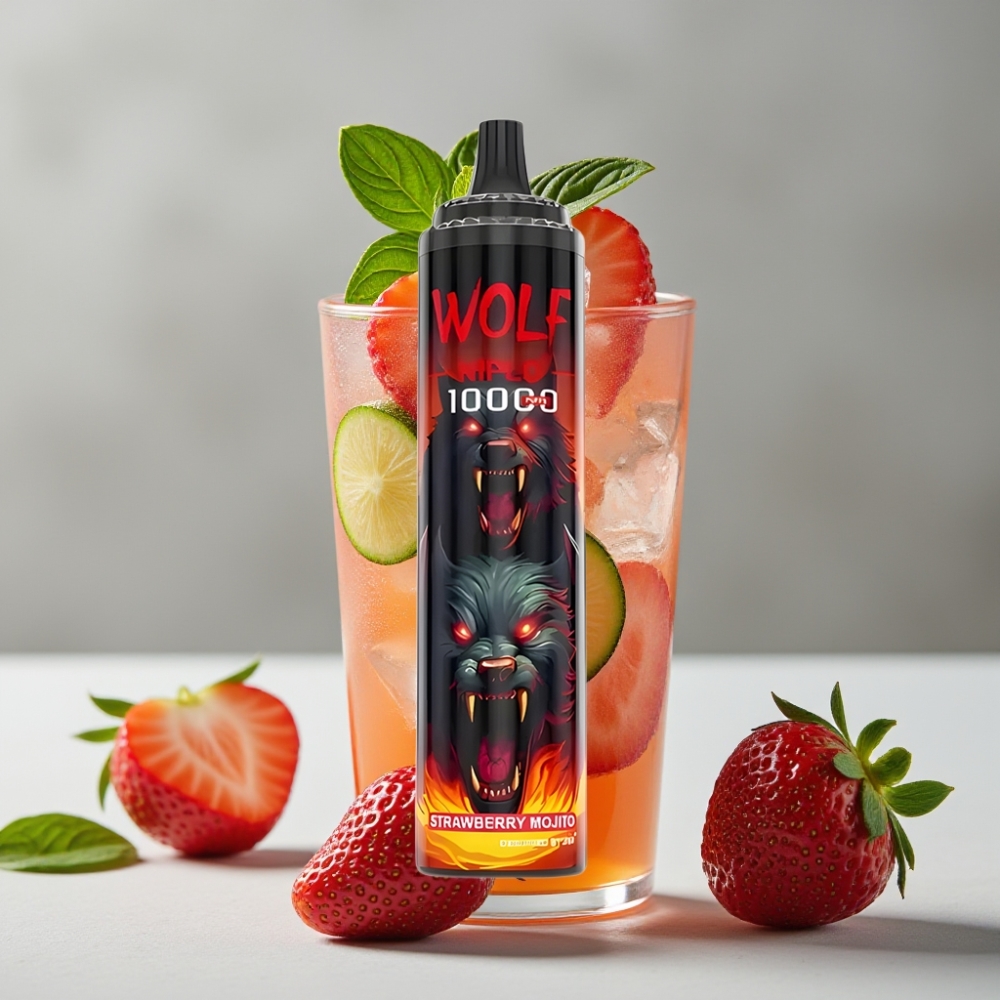JNR Wolf Niplo 10000 Puffs 20ml 5% Mojito de Fresa Tipo-C Recargable