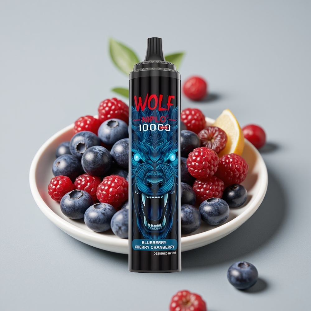 JNR Wolf Niplo 10000 Puffs Disposable Vape Arándano Cereza Azul 1.0 Ohm 20ml
