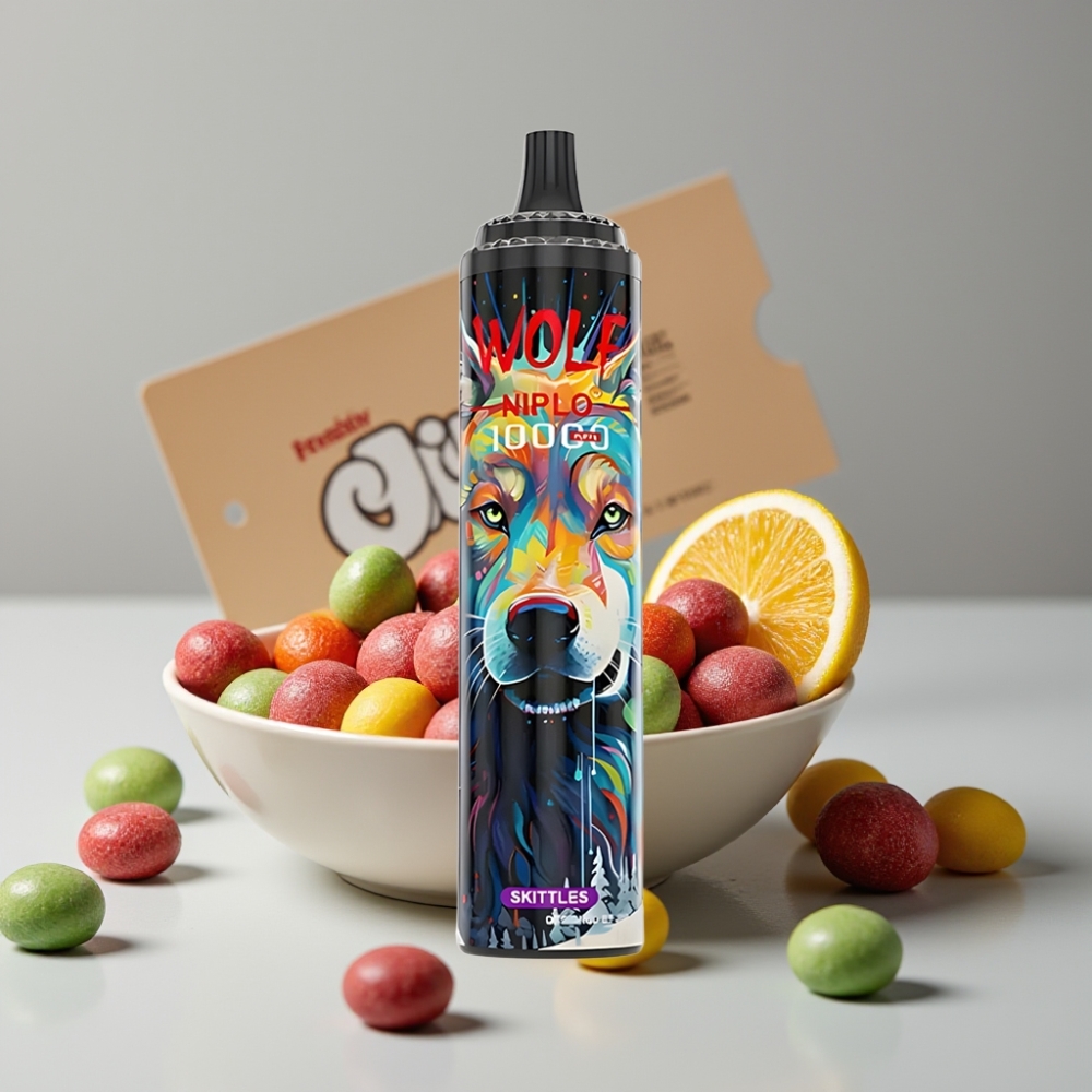 JNR Wolf Niplo 10000 Puffs Disposable Vape Skittles 20ml 5% Nicotina Tipo-C