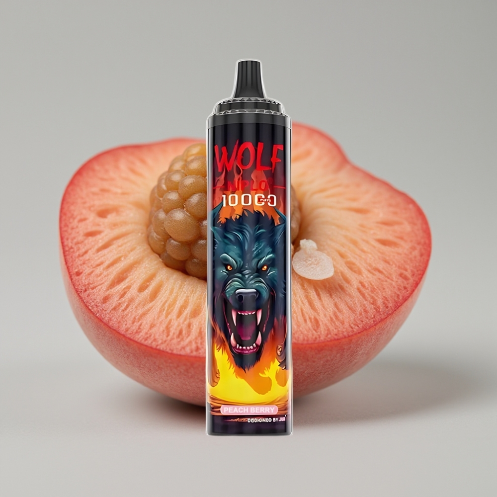 JNR Wolf Niplo 10000 Puffs Duradero 20ml Melocotón Baya Malla 1.0 Ohm