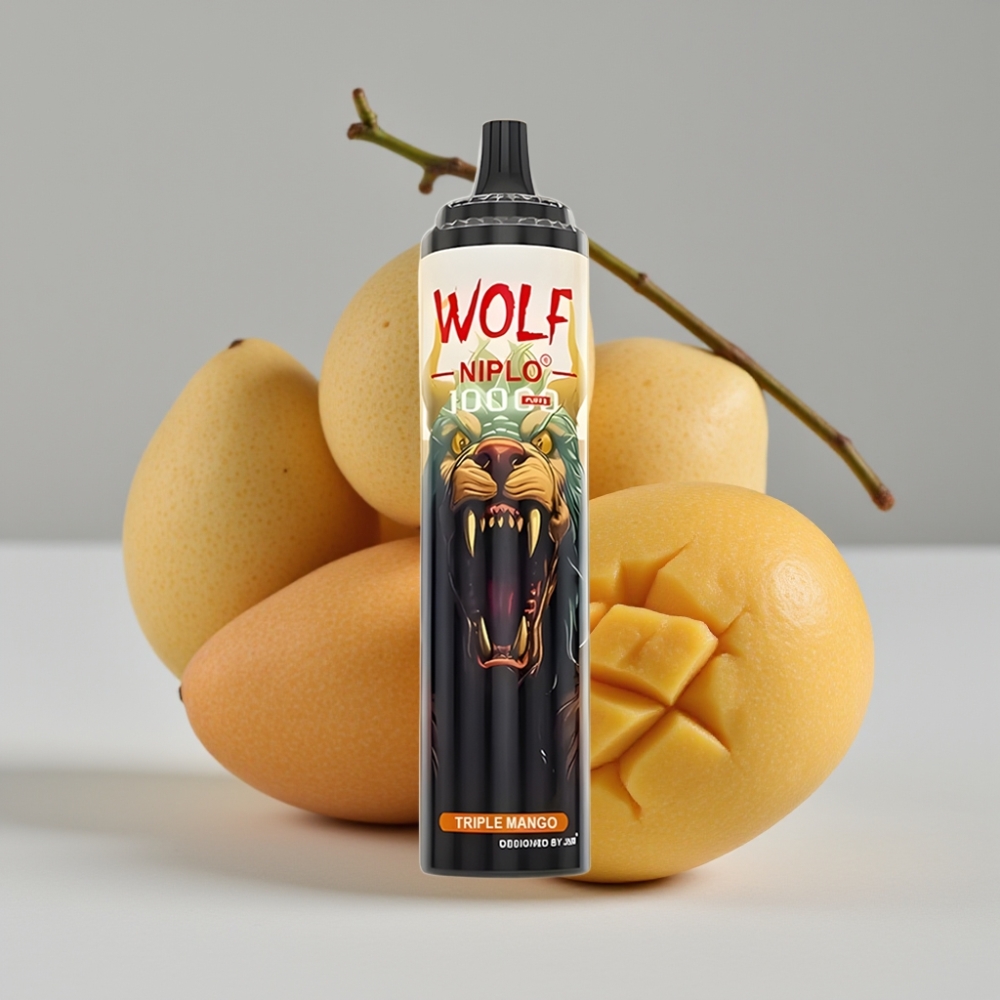 JNR Wolf Niplo 10000 Puffs Triple Mango Vape Desechable con Bobina Mesh 1.0 Ohm y Carga Rápida Type-C