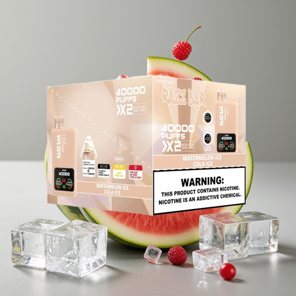 Razz Bar 40000 Puffs Pantalla Potencia Sabor SANDÍA HIELO & COLA HIELO