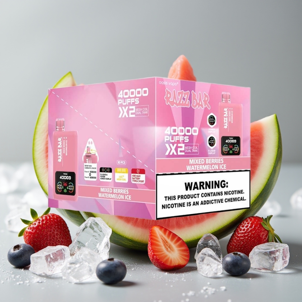 Razz Bar 40000 Puffs Pantalla Potencia Tipo-C 1.0Ω×2 MIXED BERRIES & WATERMELON ICE