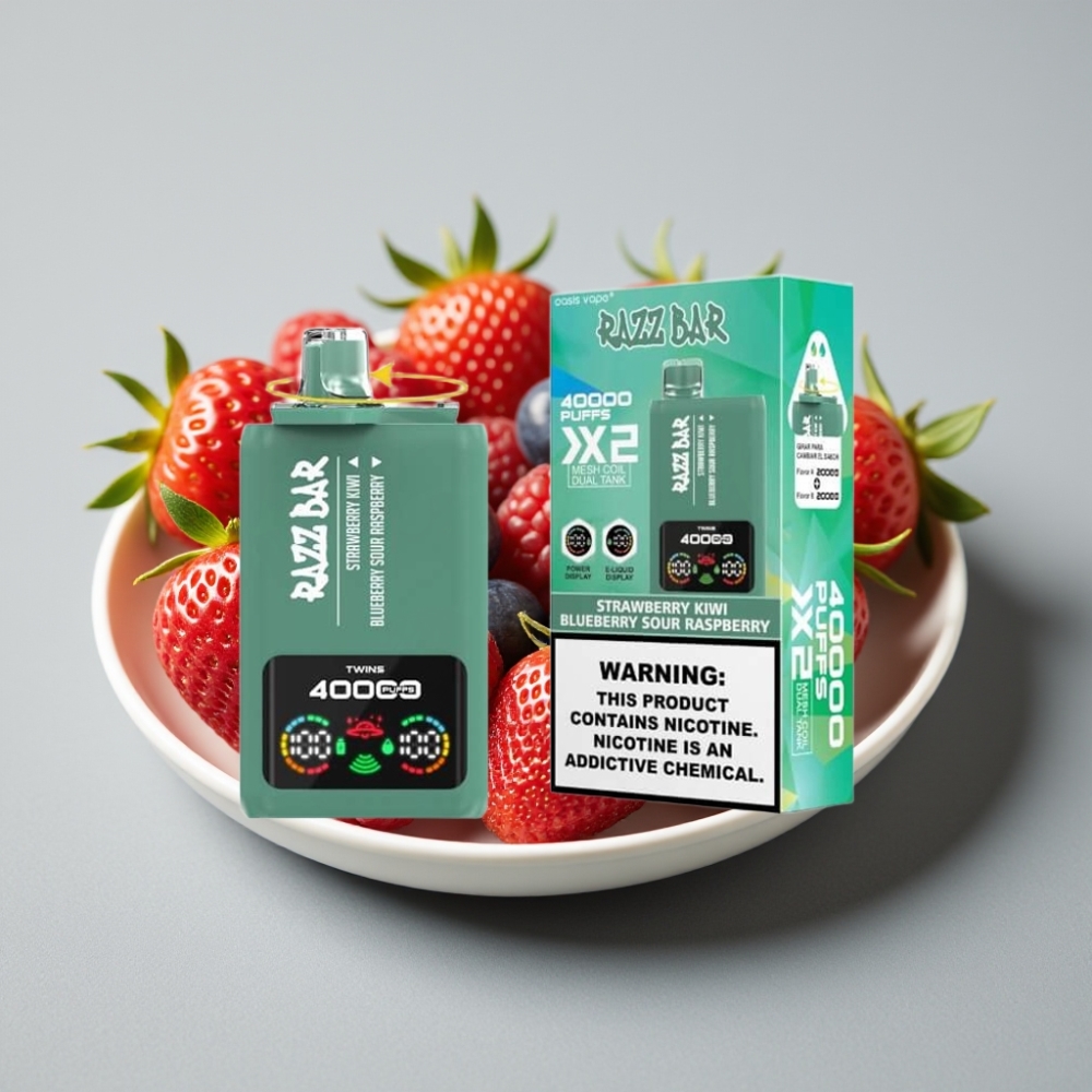 Razz Bar 40000 Puffs Pantalla de Potencia Fresa Kiwi & Arándano Frambuesa Ácida