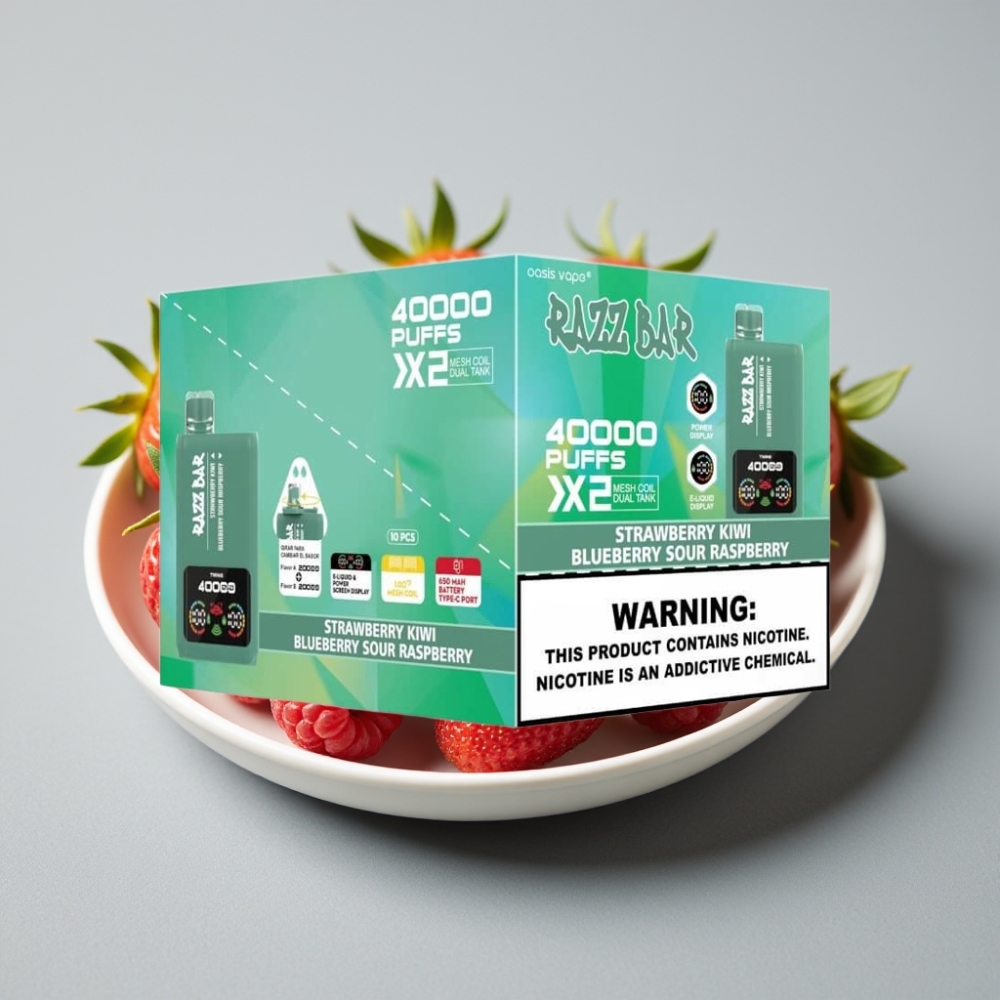 Razz Bar 40000 Puffs Pantalla de Potencia Fresa Kiwi & Arándano Frambuesa Ácida