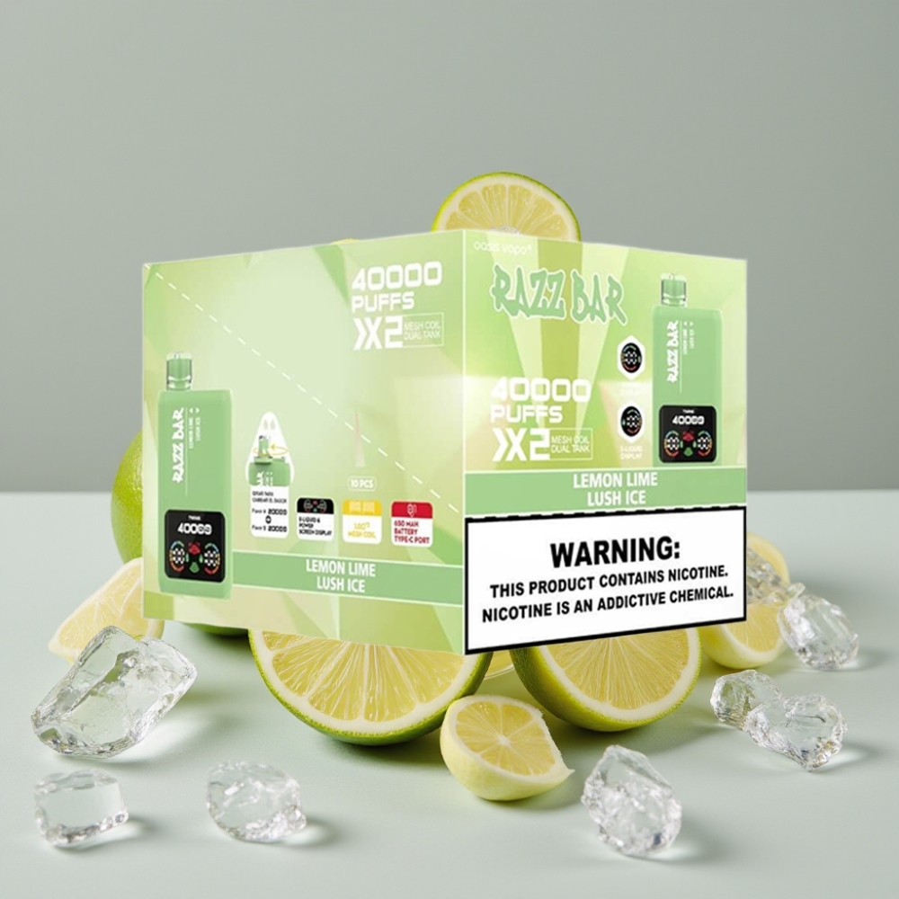 Razz Bar 40000 Puffs Pantalla de Potencia Limón Lima y Hielo Lujoso