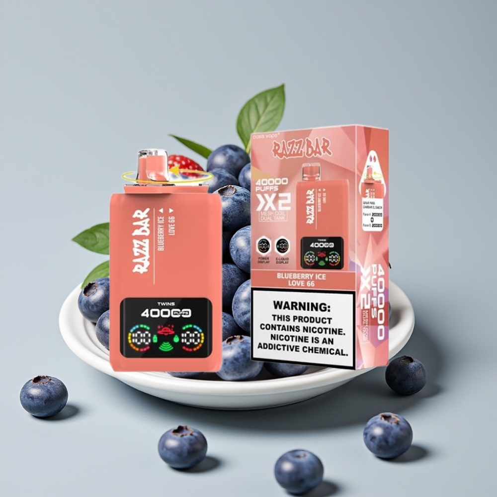 Razz Bar 40000 Puffs Vape Desechable Pantalla Poderosa 2% Nicotina ARÁNDANO HIELO