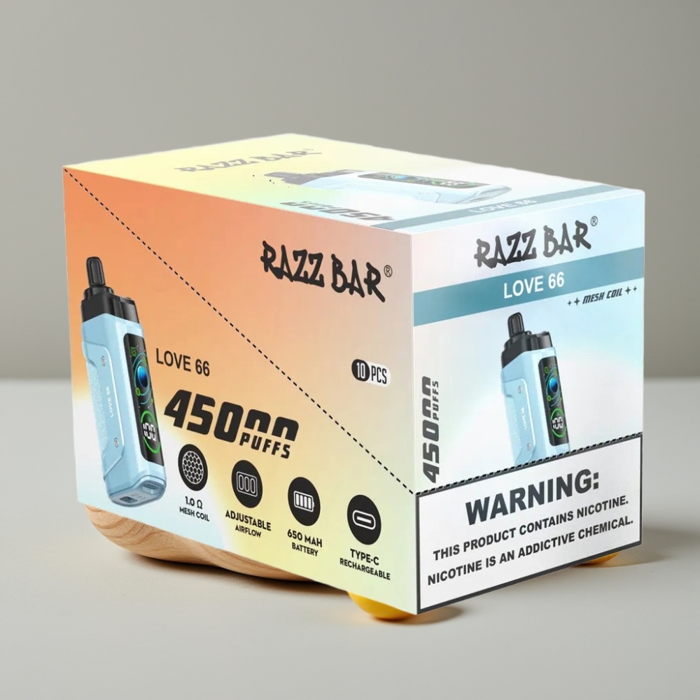 Razz Bar 45000 Puffs Vape Desechable Amor 66 con Batería Recargable y Boquilla Mesh 1.0 Ohm