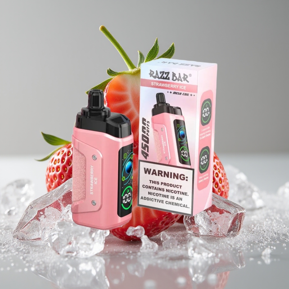 Razz Bar 45000 Puffs Vape Desechable Fresa Helada con Batería Recargable y Flujo de Aire Ajustable