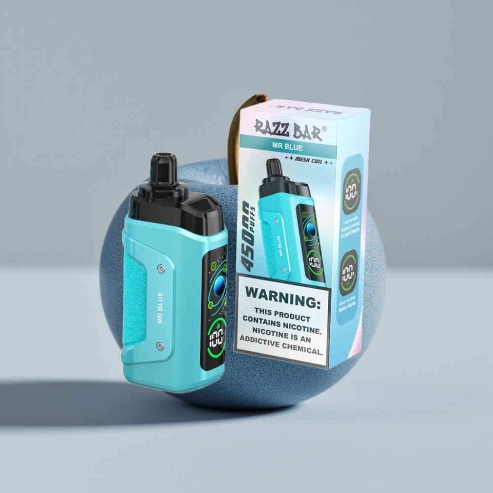 Razz Bar 45000 Puffs Vape Desechable Mr Azul con Batería Recargable Tipo-C y Flujo de Aire Ajustable