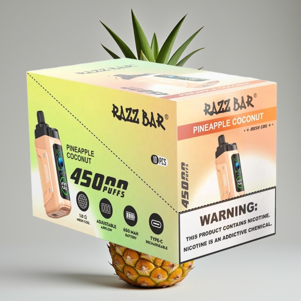 Razz Bar 45000 Puffs Vape Desechable Piña Coco con Bobina Mesh 1.0 Ohm