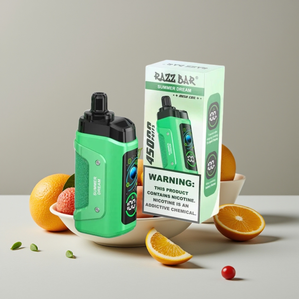 Razz Bar 45000 Puffs Vape Desechable Sueño de Verano con Bobina Mesh 1.0 Ohm y Batería Recargable