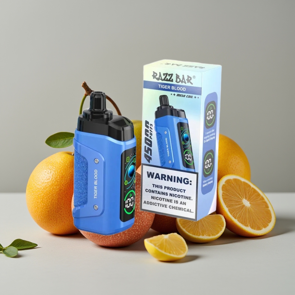 Razz Bar 45000 Puffs Vape Desechable Tipo-C Ajustable Sabor Sangre de Tigre