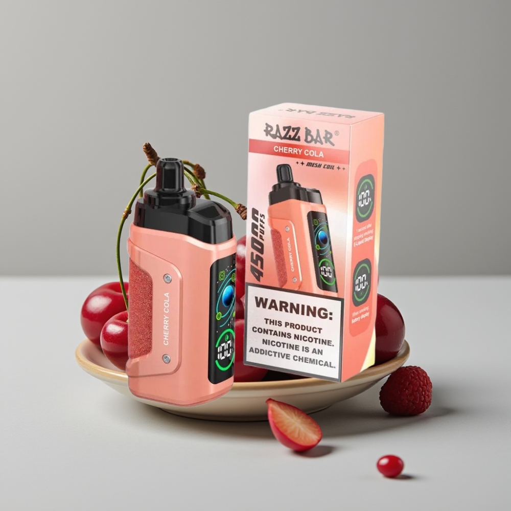 Razz Bar 45000 Puffs Vape Desechable Tipo-C Recargable Cereza Cola