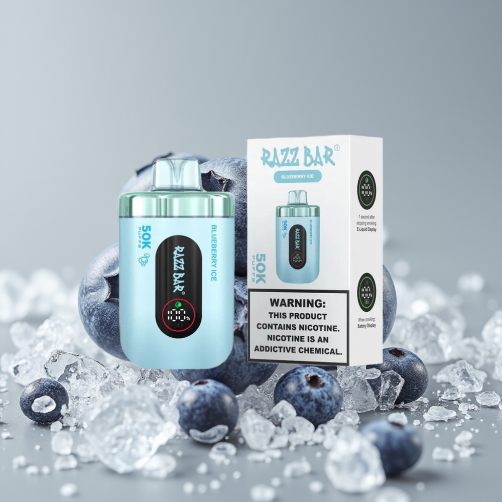 Razz Bar 50K Puffs Vape Desechable Arándano Helado Tipo-C Recargable