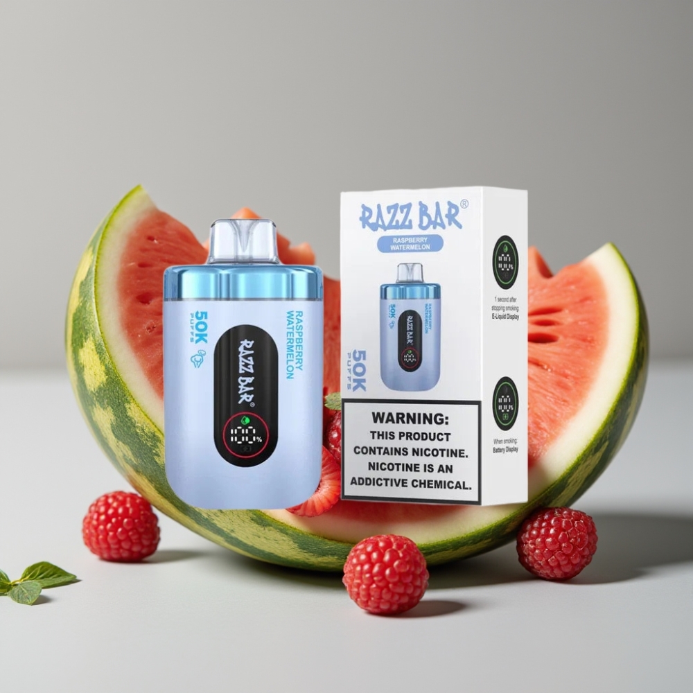 Razz Bar 50K Puffs Vape Desechable Recargable Tipo-C con Sabor Frambuesa Sandía