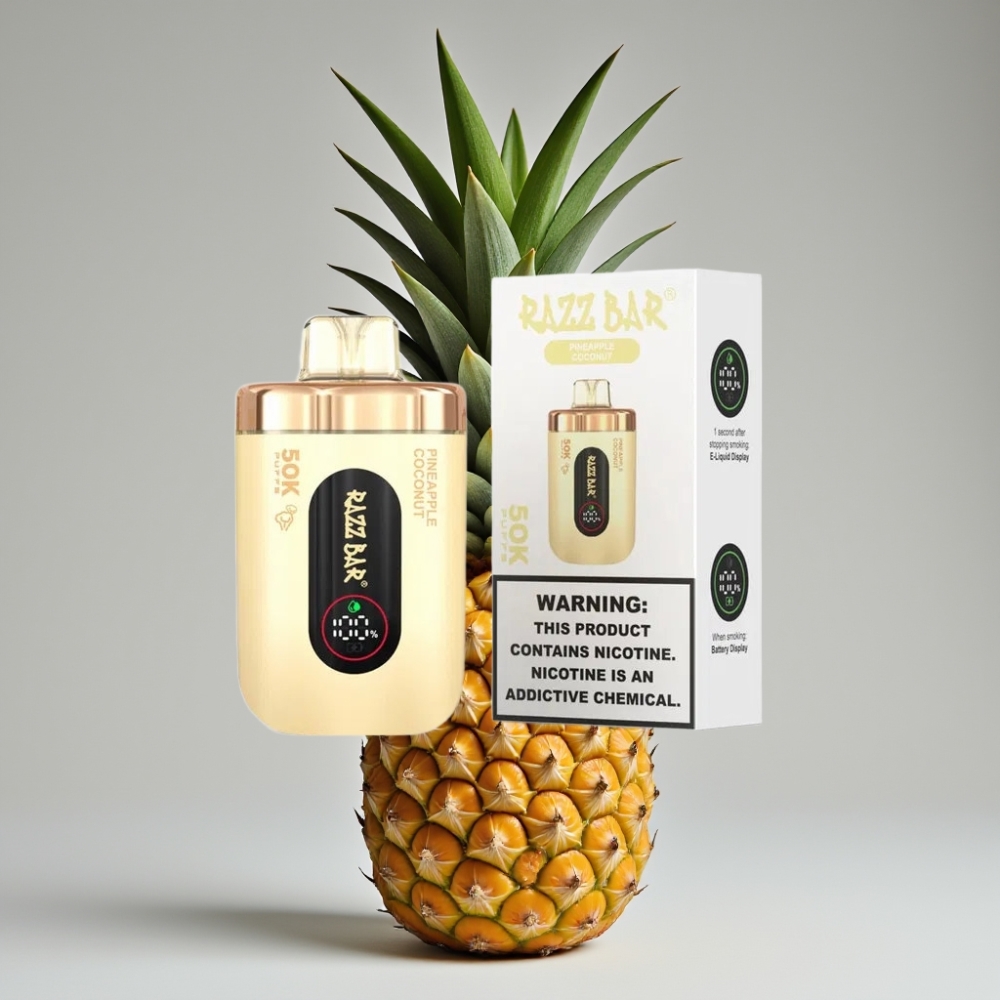 Razz Bar 50K Puffs Vape Recargable Tipo-C Piña Coco